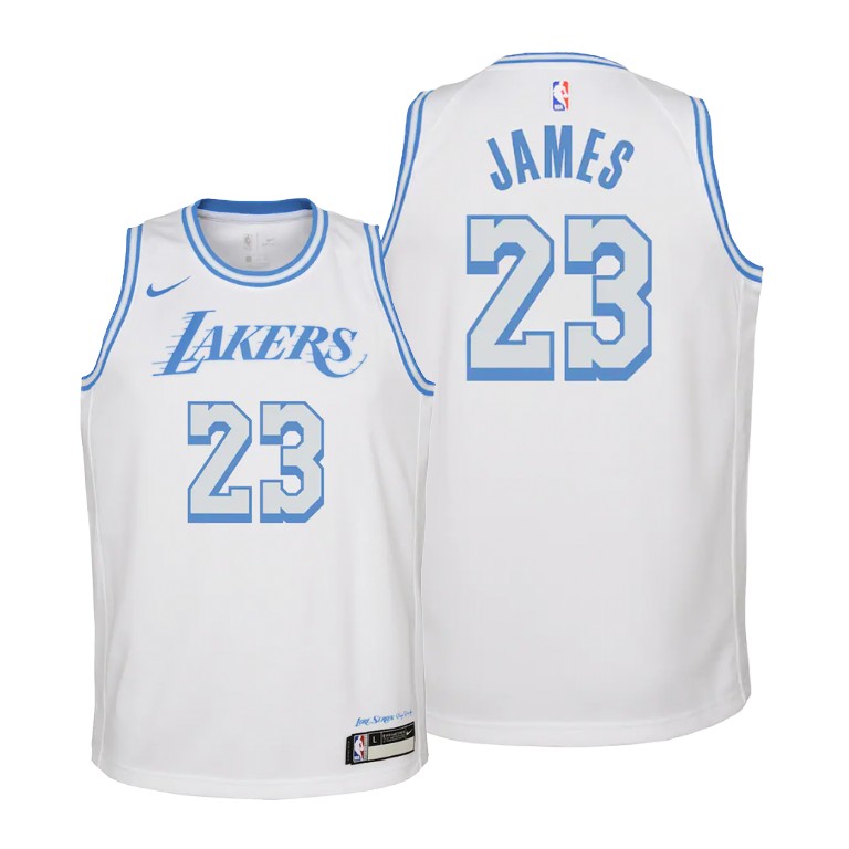 Youth Los Angeles Lakers LeBron James #23 NBA 2020-21 City Edition White Basketball Jersey VCO7283LP